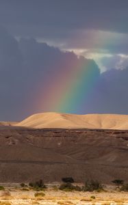 Preview wallpaper desert, hills, rainbow, landscape