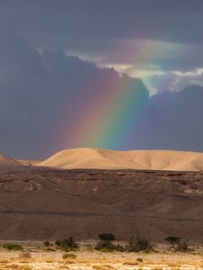Preview wallpaper desert, hills, rainbow, landscape