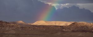 Preview wallpaper desert, hills, rainbow, landscape