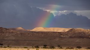 Preview wallpaper desert, hills, rainbow, landscape