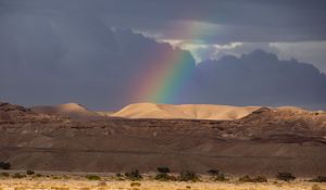 Preview wallpaper desert, hills, rainbow, landscape