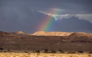 Preview wallpaper desert, hills, rainbow, landscape