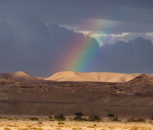 Preview wallpaper desert, hills, rainbow, landscape