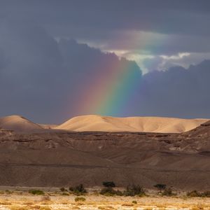 Preview wallpaper desert, hills, rainbow, landscape