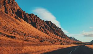 Preview wallpaper desert, hills, road, marking