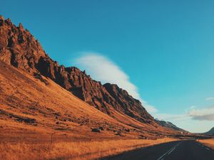 Preview wallpaper desert, hills, road, marking