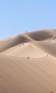 Preview wallpaper desert, hills, sand, silhouettes, travelers