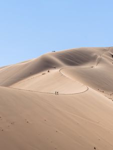 Preview wallpaper desert, hills, sand, silhouettes, travelers