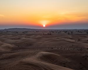 Preview wallpaper desert, horizon, sands, dawn