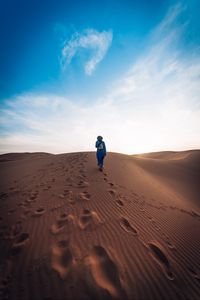 Preview wallpaper desert, loneliness, footprints, dunes, sand