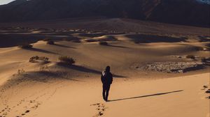 Preview wallpaper desert, loneliness, solitude, sand, traces