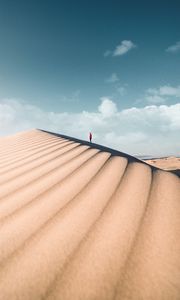 Preview wallpaper desert, man, alone, sand, dunes