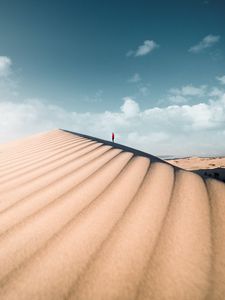 Preview wallpaper desert, man, alone, sand, dunes