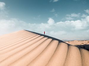 Preview wallpaper desert, man, alone, sand, dunes