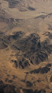 Preview wallpaper desert, mountains, aerial view, relief, brown