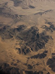 Preview wallpaper desert, mountains, aerial view, relief, brown