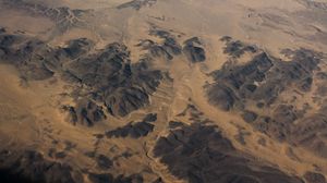 Preview wallpaper desert, mountains, aerial view, relief, brown