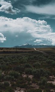 Preview wallpaper desert, mountains, road, horizon, landscape
