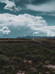 Preview wallpaper desert, mountains, road, horizon, landscape