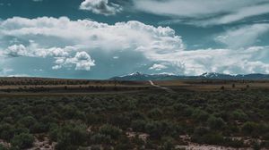 Preview wallpaper desert, mountains, road, horizon, landscape