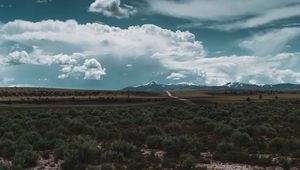 Preview wallpaper desert, mountains, road, horizon, landscape