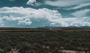 Preview wallpaper desert, mountains, road, horizon, landscape