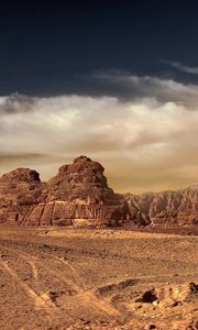 Preview wallpaper desert, mountains, sand, sky, landscape