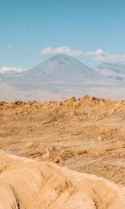 Preview wallpaper desert, mountains, volcano, clouds, landscape