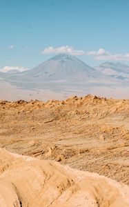 Preview wallpaper desert, mountains, volcano, clouds, landscape