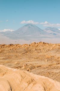 Preview wallpaper desert, mountains, volcano, clouds, landscape