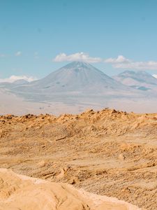 Preview wallpaper desert, mountains, volcano, clouds, landscape