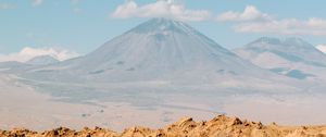 Preview wallpaper desert, mountains, volcano, clouds, landscape