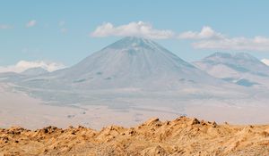 Preview wallpaper desert, mountains, volcano, clouds, landscape