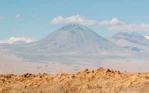 Preview wallpaper desert, mountains, volcano, clouds, landscape