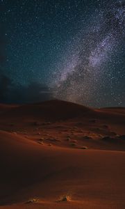 Preview wallpaper desert, night, starry sky, landscape, dark