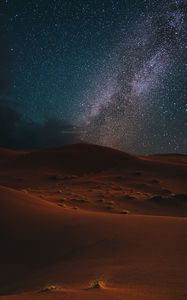 Preview wallpaper desert, night, starry sky, landscape, dark