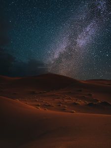 Preview wallpaper desert, night, starry sky, landscape, dark