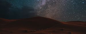 Preview wallpaper desert, night, starry sky, landscape, dark