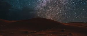 Preview wallpaper desert, night, starry sky, landscape, dark