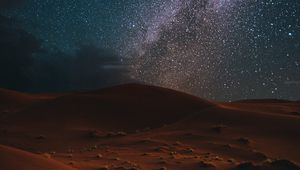 Preview wallpaper desert, night, starry sky, landscape, dark
