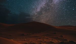 Preview wallpaper desert, night, starry sky, landscape, dark