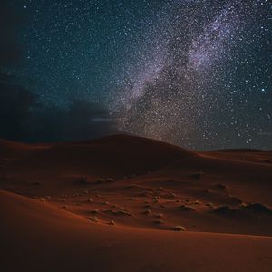 Preview wallpaper desert, night, starry sky, landscape, dark