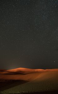 Preview wallpaper desert, night, starry sky, dunes, sand