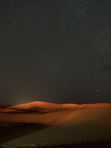 Preview wallpaper desert, night, starry sky, dunes, sand