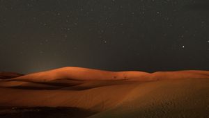 Preview wallpaper desert, night, starry sky, dunes, sand