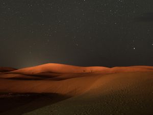 Preview wallpaper desert, night, starry sky, dunes, sand