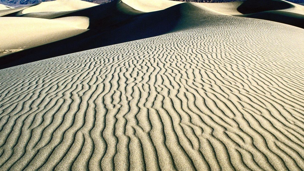 Wallpaper desert, patterns, sand, lines, dunes, shades, mountains