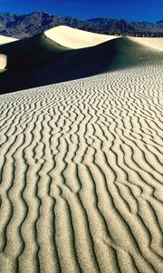 Preview wallpaper desert, patterns, sand, lines, dunes, shades, mountains