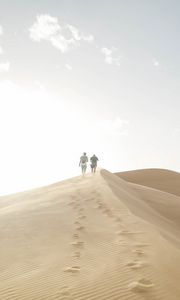 Preview wallpaper desert, people, sand, hills, walk