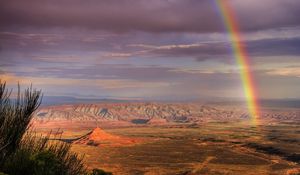 Preview wallpaper desert, rainbow, after a rain